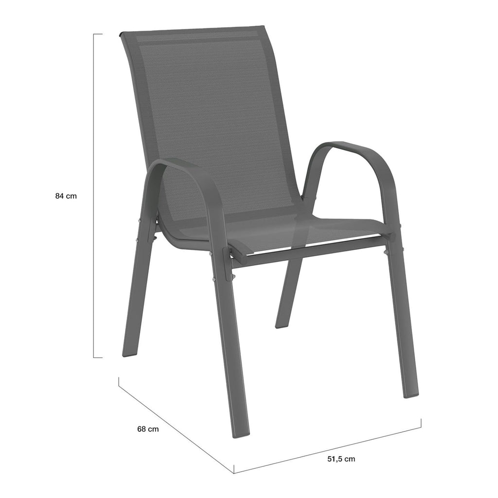 Salon de jardin table rectangulaire 190 cm avec 8 chaises empilables plateau en verre trempé gris anthracite