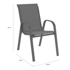 Salon de jardin table rectangulaire 190 cm avec 8 chaises empilables plateau en verre trempé gris anthracite