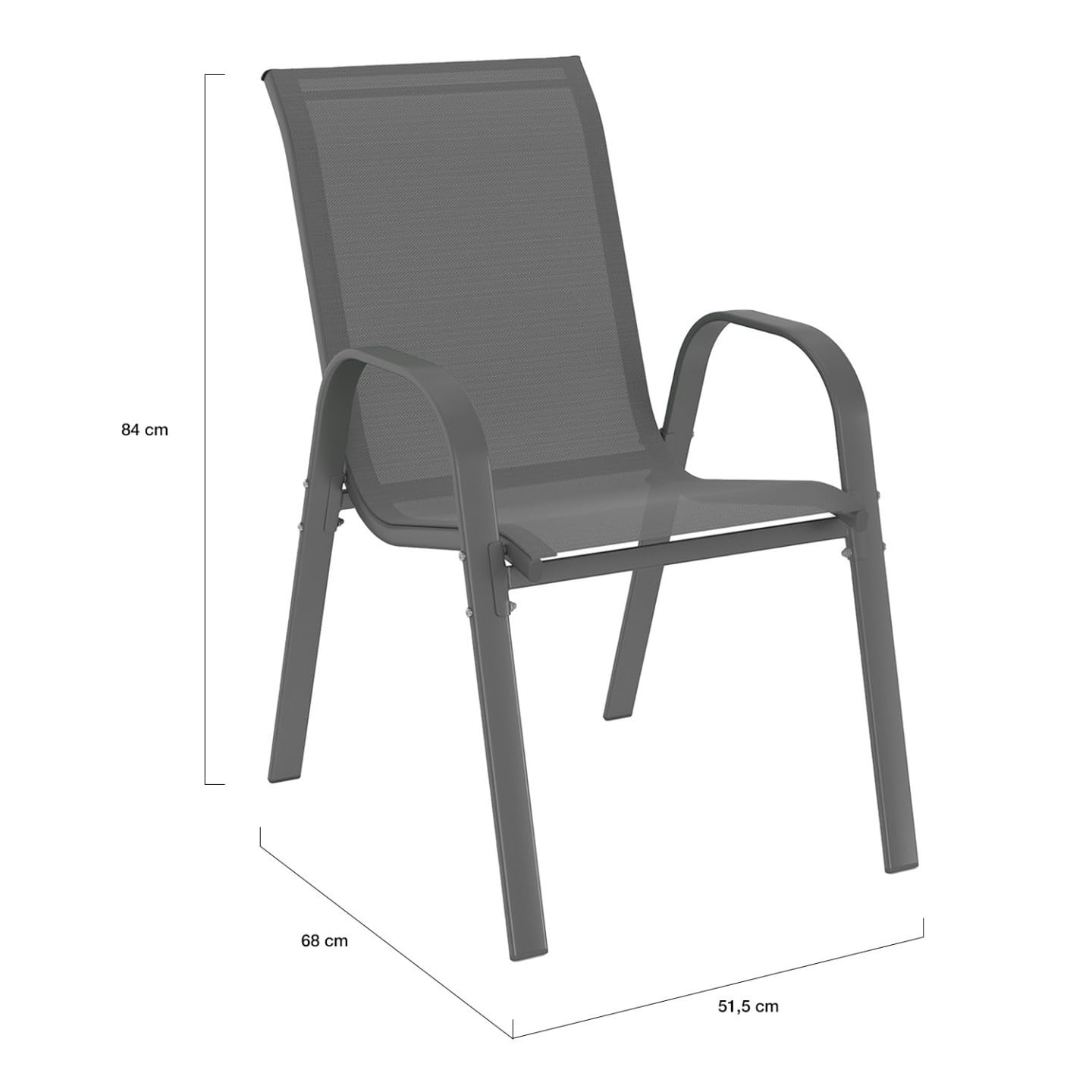 Salon de jardin table rectangulaire 190 cm avec 8 chaises empilables plateau en verre trempé gris anthracite