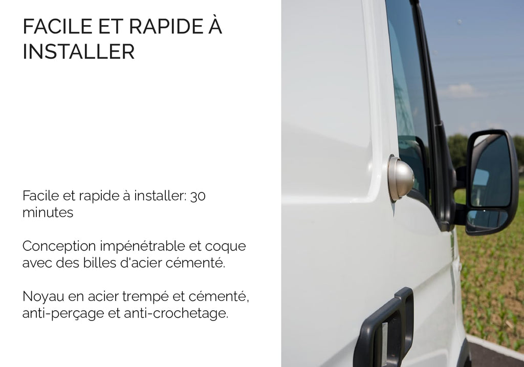 Serrure antivol pour véhicule utilitaire UFO Kit Double pour portes arrière et latérale avec 3 clés