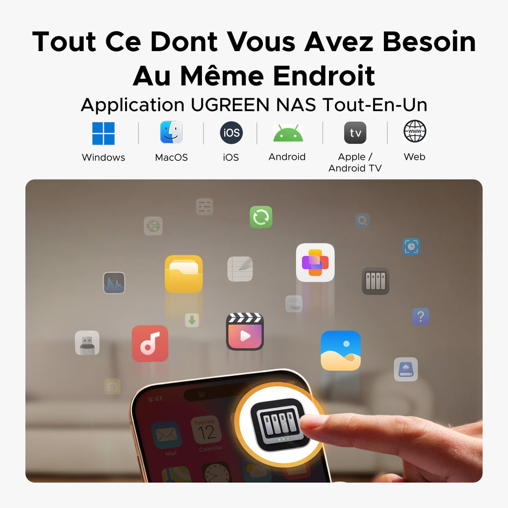 Serveur NAS 2 baies DH2300 stockage réseau 4 Go RAM sortie HDMI 4K LAN 1GbE sauvegarde cloud album photo IA sans disque