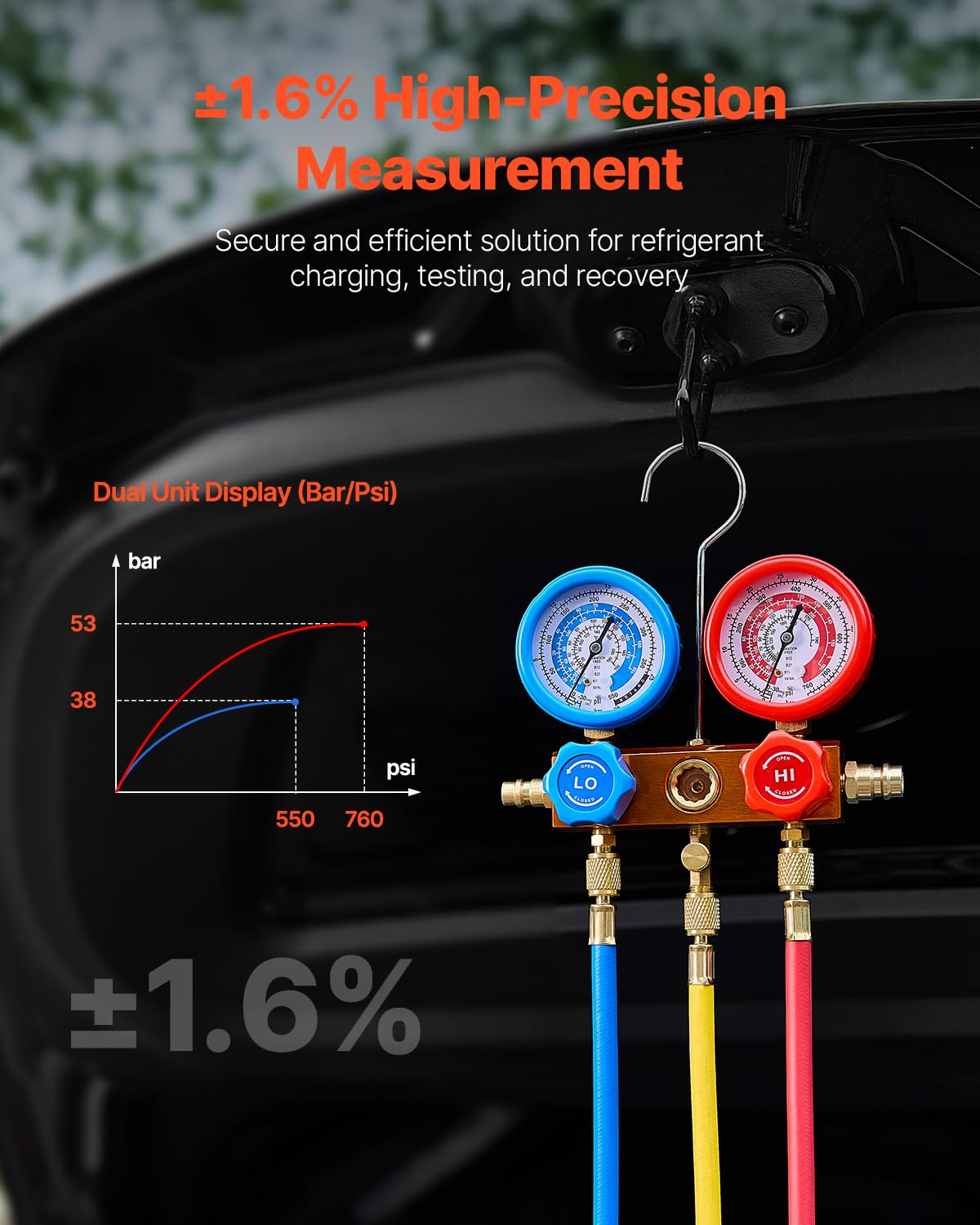 Pompe à vide climatisation VP145 127 L/min 4,5 CFM avec kit manomètre collecteur réfrigérant détecteur de fuite et accessoires