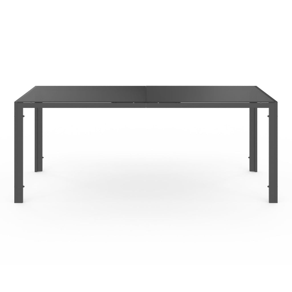 Salon de jardin table rectangulaire 190 cm avec 8 chaises empilables plateau en verre trempé gris anthracite