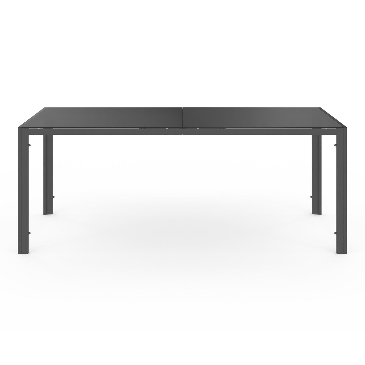Salon de jardin table rectangulaire 190 cm avec 8 chaises empilables plateau en verre trempé gris anthracite