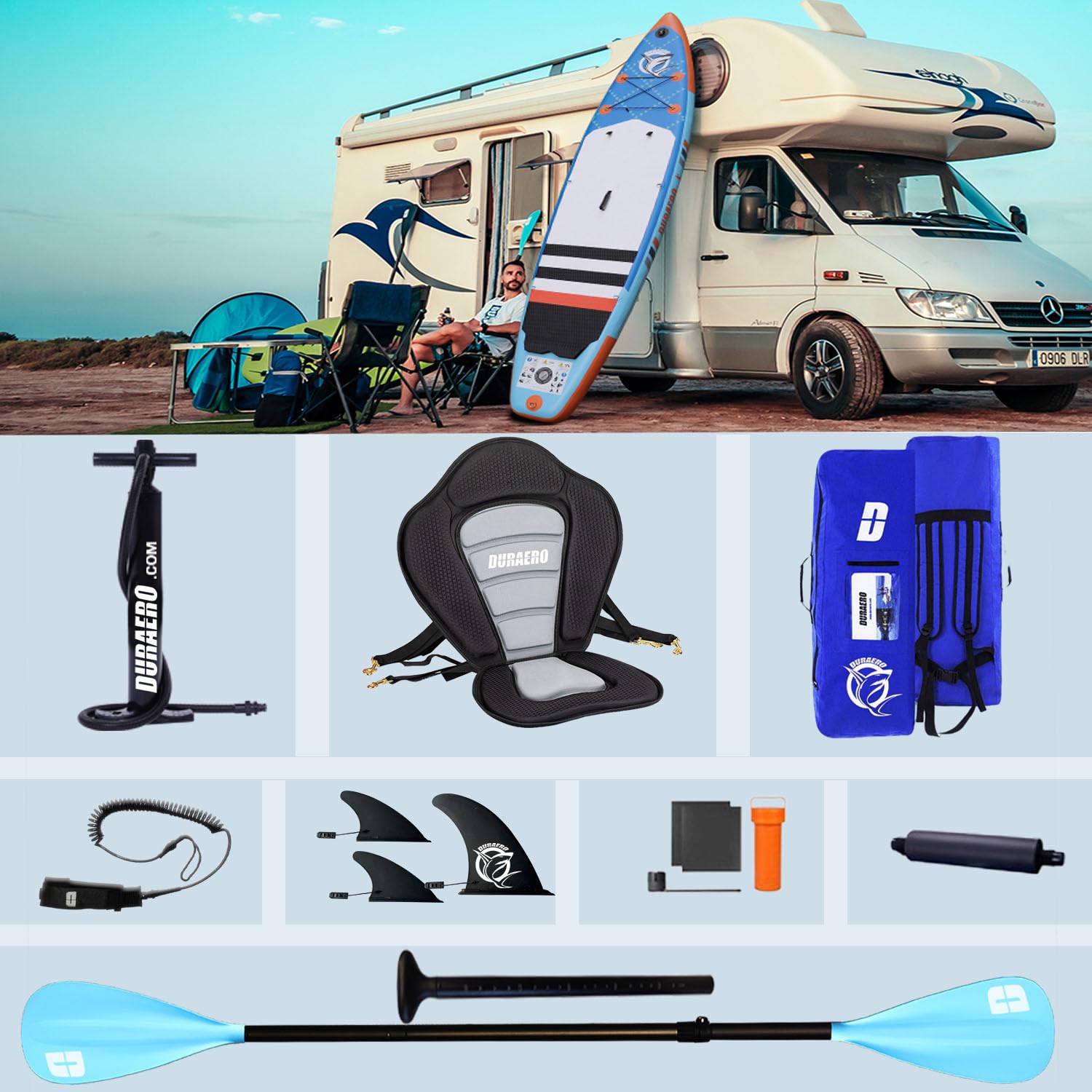 Planche SUP gonflable 330 x 76 x 15 cm avec siège kayak pagaie double réglable support caméra charge maximale 150 kg