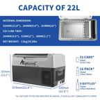 Réfrigérateur portable à compression 12V 22L G22 avec fonction congélateur température réglable de