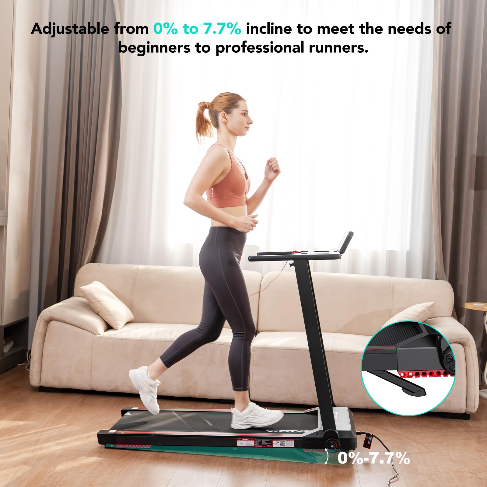 Tapis de course pliable SC-WP9 vitesse 12 km/h écran LED Bluetooth application support tablette 360° moteur 1400W charge 120 kg