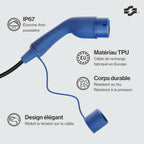 Câble de charge Type 2 Schuko 3,7 kW monophasé 8A-16A compatible véhicules électriques avec affichage numérique