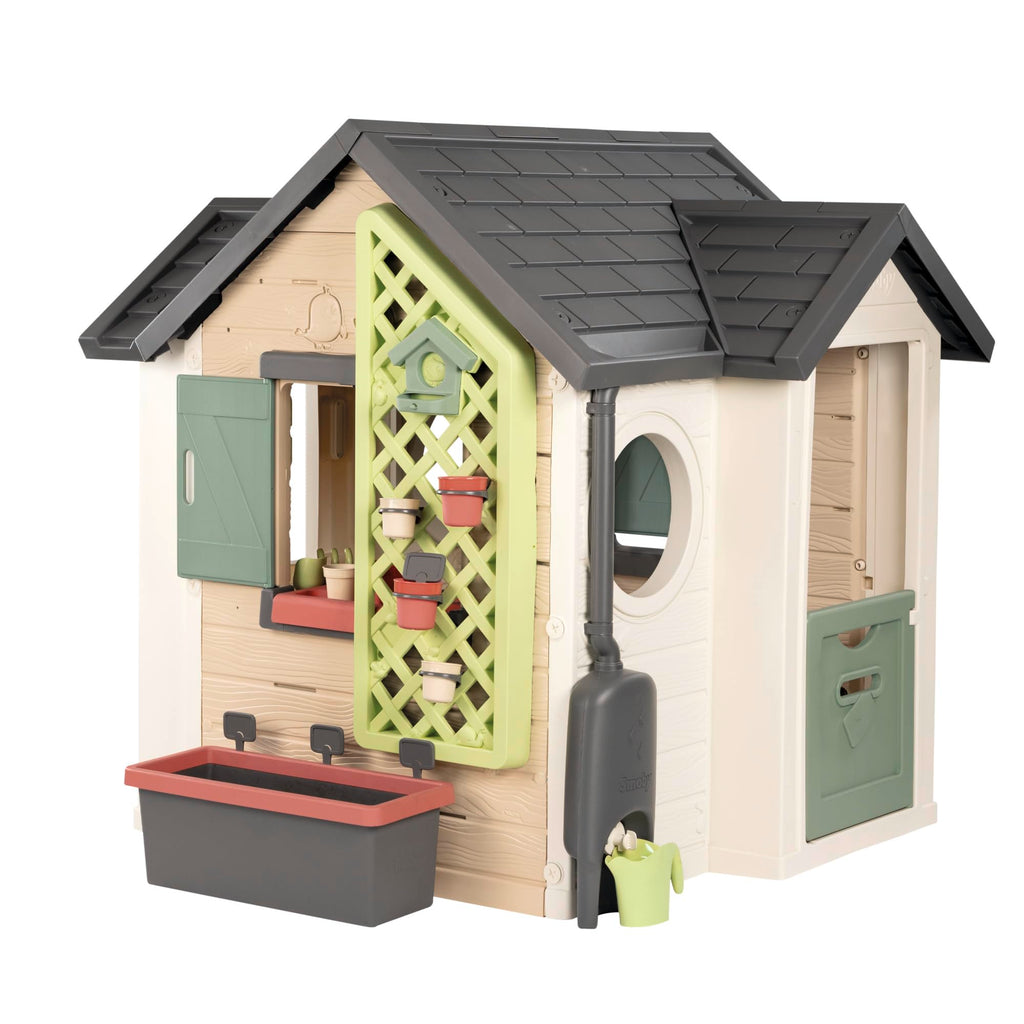 Maison de jardin enfant Garden House avec jardinière treillis mangeoire à oiseaux récupérateur d'eau plastique recyclé 132x128,5x135 cm