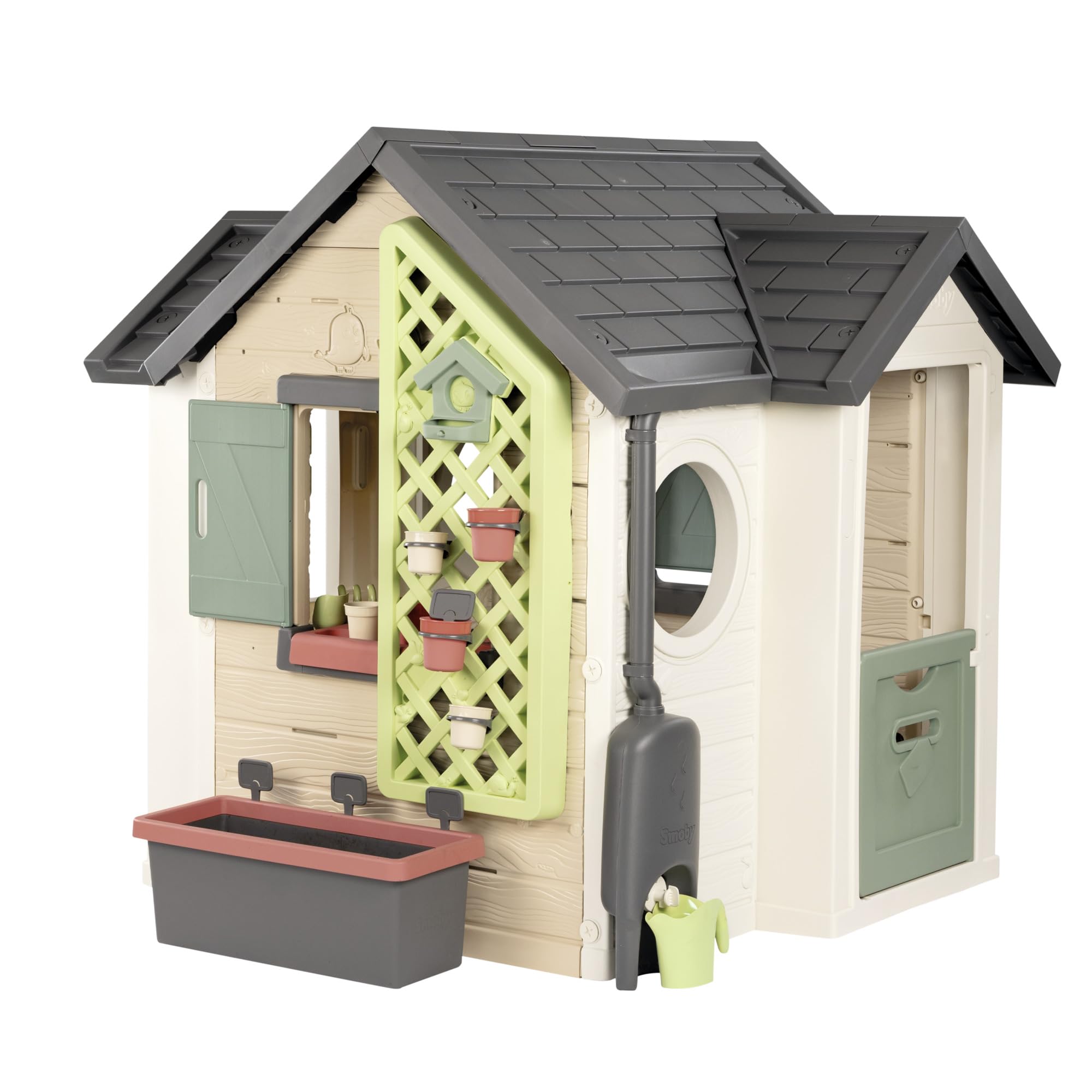 Maison de jardin enfant Garden House avec jardinière treillis mangeoire à oiseaux récupérateur d'eau plastique recyclé 132x128,5x135 cm