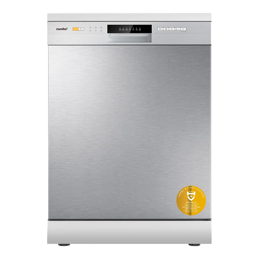 Lave-vaisselle pose libre CDWPF1201PS 60 cm 12 couverts départ différé demi-charge lavage hygiénique 72°C séchage intensif acier inoxydable 49 dB