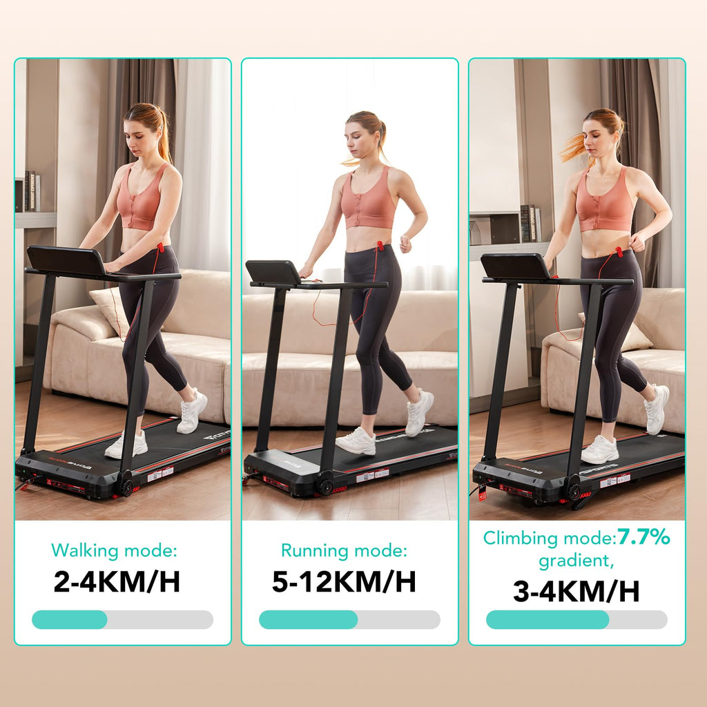 Tapis de course pliable SC-WP9 vitesse 12 km/h écran LED Bluetooth application support tablette 360° moteur 1400W charge 120 kg