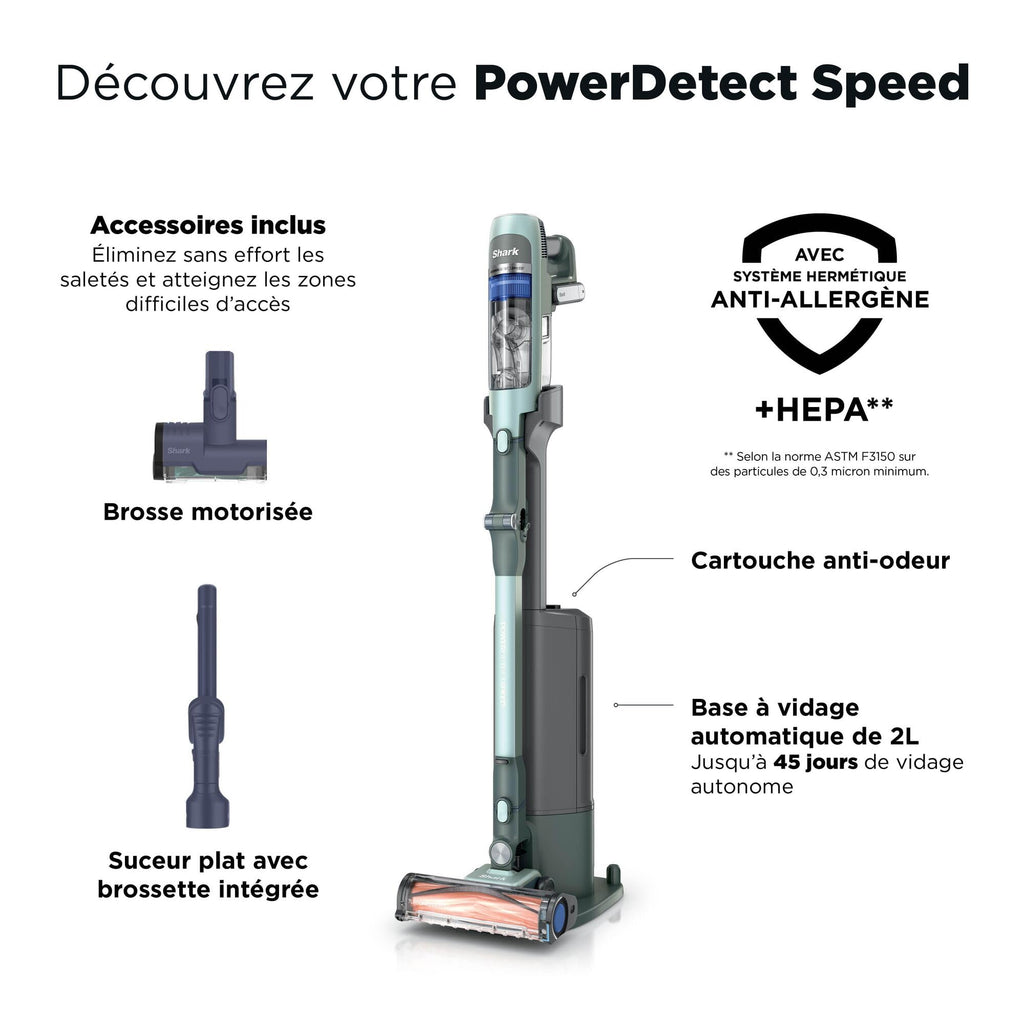 Aspirateur balai sans fil IA3243EUT avec station de vidage automatique filtre HEPA autonomie 60 min brosse motorisée pour animaux