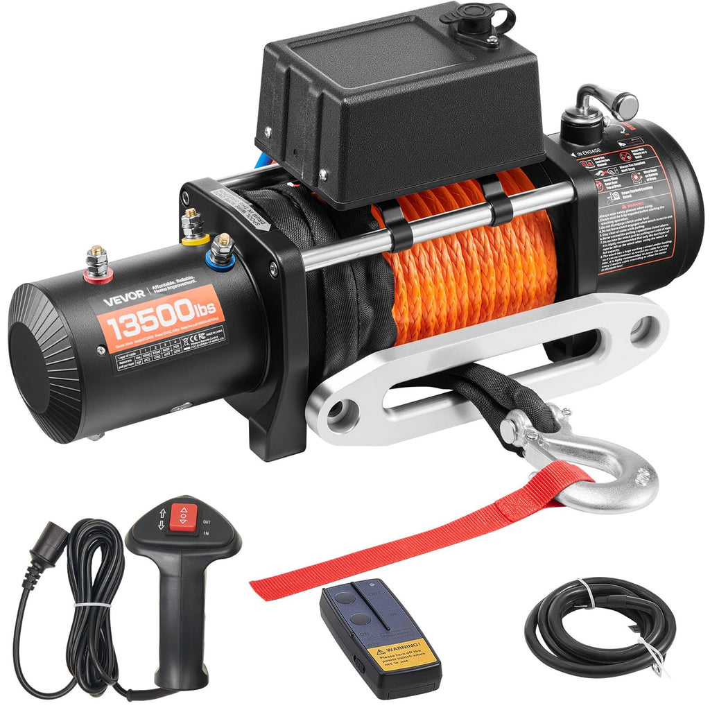 Treuil Électrique 12V 6123kg Capacité Corde Synthétique 9,5mm x 24m Télécommande Sans Fil
