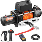 Treuil Électrique 12V 6123kg Capacité Corde Synthétique 9,5mm x 24m Télécommande Sans Fil