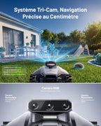 Robot tondeuse YUKA Mini 2 500 YMVS3 sans fil pour pelouse jusqu'à 500 m² caméra IA triple vision cartographie multi-zones coupe 19 cm