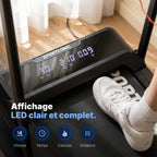 Tapis de course pliable P106FA avec inclinaison manuelle vitesse 12 km/h écran LED télécommande