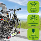Porte-vélos 11523 pour attelage remorque fixation arrière 2 vélos charge maximale 60 kg pliable