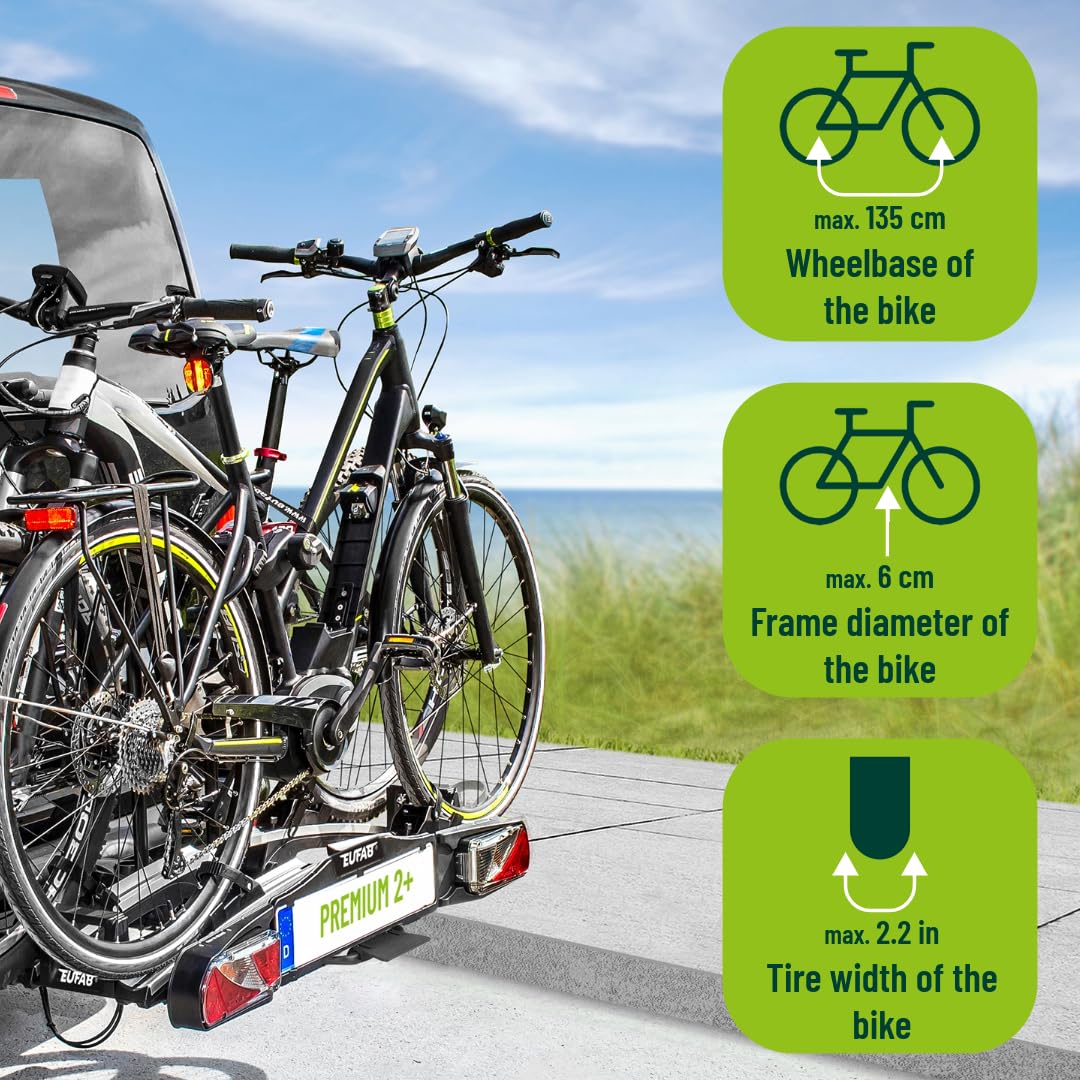 Porte-vélos 11523 pour attelage remorque fixation arrière 2 vélos charge maximale 60 kg pliable