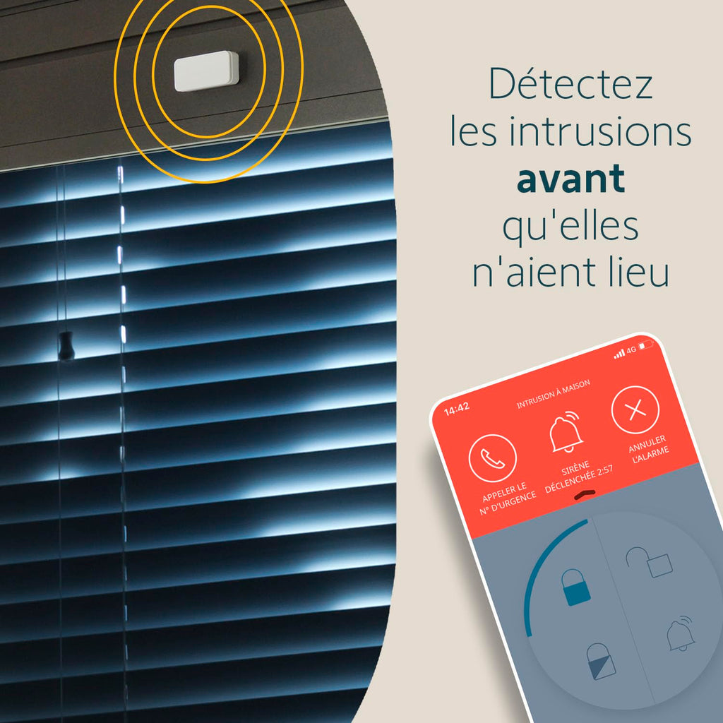Détecteur de vibration IntelliTAG 2401488A pour alarme maison pack 5 unités avec piles AAA portée 200 m
