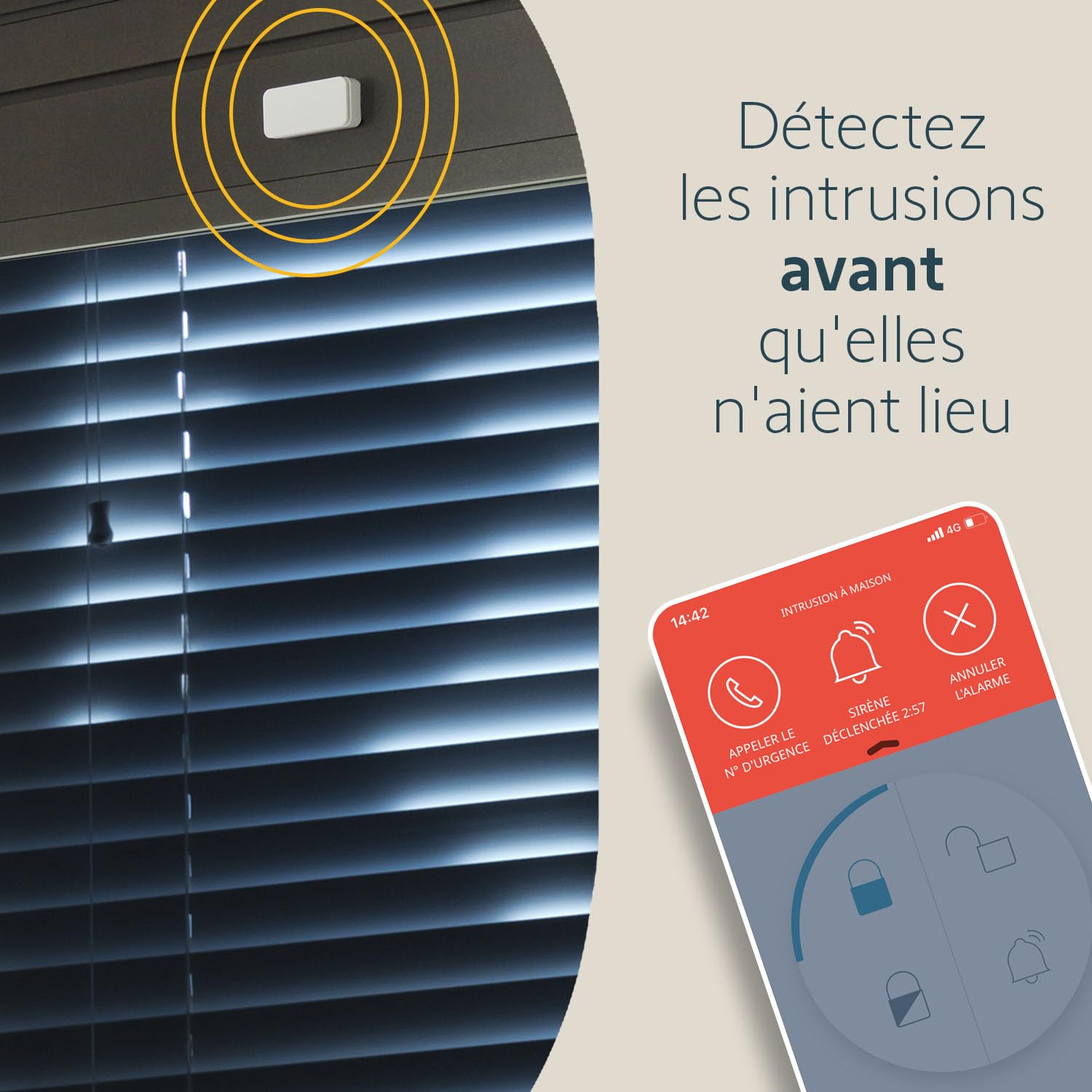 Détecteur de vibration IntelliTAG 2401488A pour alarme maison pack 5 unités avec piles AAA portée 200 m