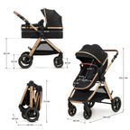 Poussette bébé 3 en 1 ESME avec siège auto Mink Pro i-Size nacelle pliable nouveau-né jusqu'à 25 kg