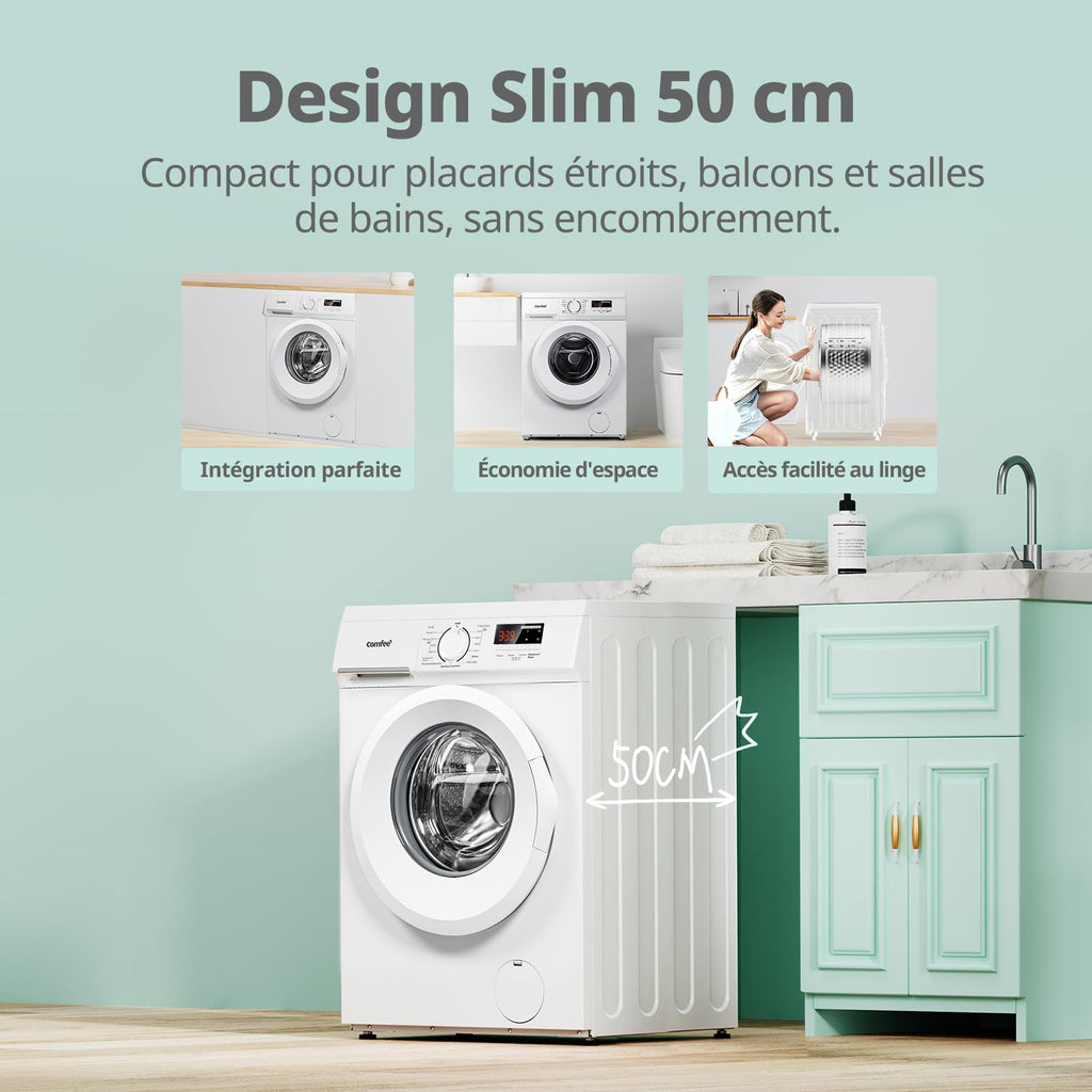 Lave-linge frontal 9 kg CFE12EW90/W Classe énergétique A Moteur BLDC 1400 tr/min 15 programmes Vapeur