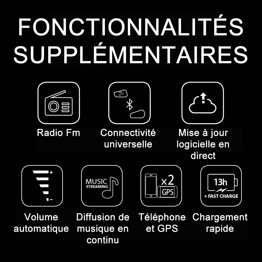 Intercom moto Bluetooth FREECOM 2X communication 2 voies étanche portée 800 m autonomie 13 heures fréquence 20 Hz 20 kHz lot de 2
