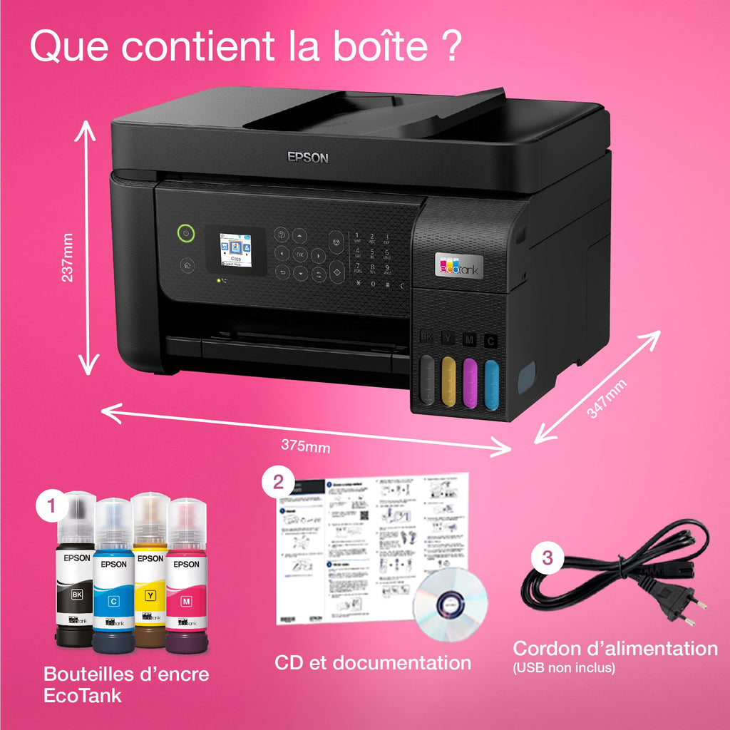 Imprimante multifonction EcoTank ET-4800 A4 Wi-Fi jet d'encre couleur avec réservoirs d'encre chargeur automatique de documents