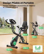 Vélo d'appartement pliable TEB4 5 en 1 avec résistance magnétique 16 niveaux écran LCD connexion APP capacité 140 kg