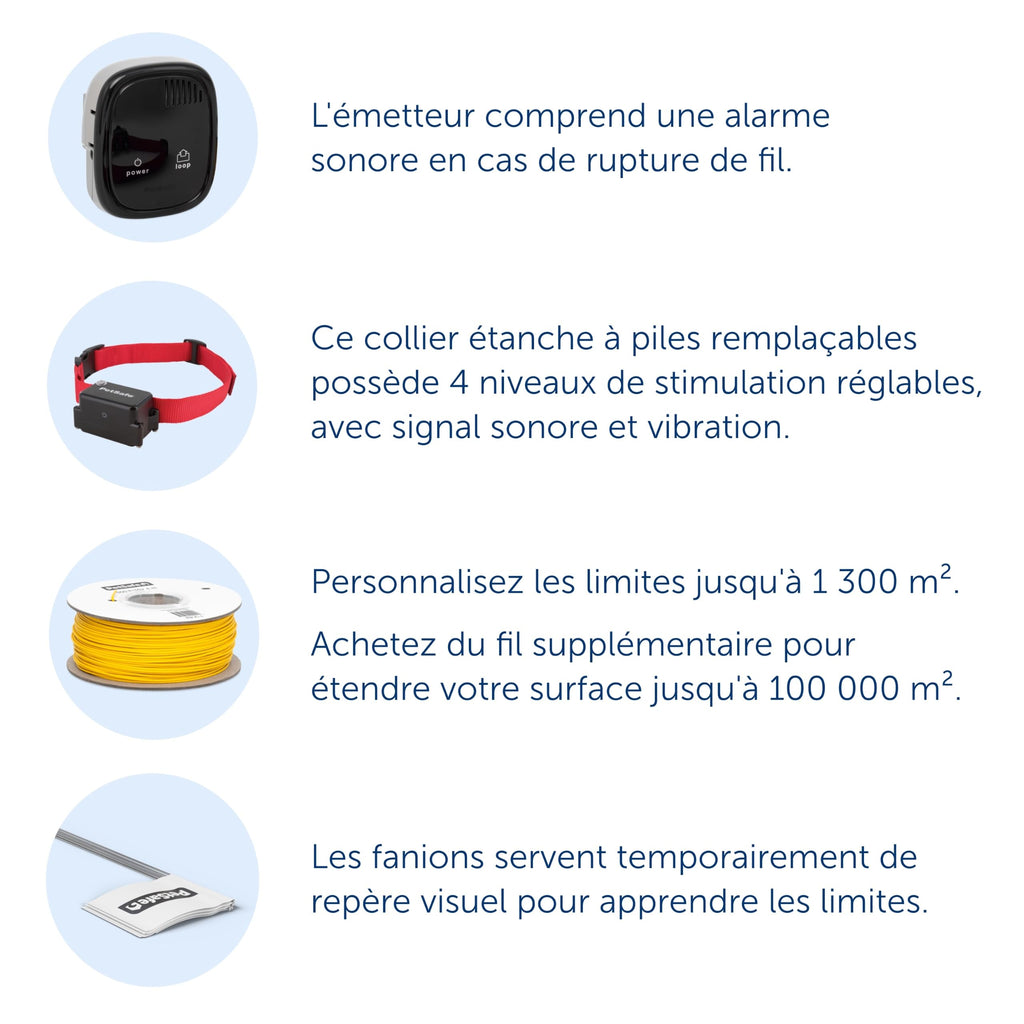 Système de clôture enterrée pour chien têtu avec collier de correction statique 5 niveaux zone de sécurité filaire extérieur