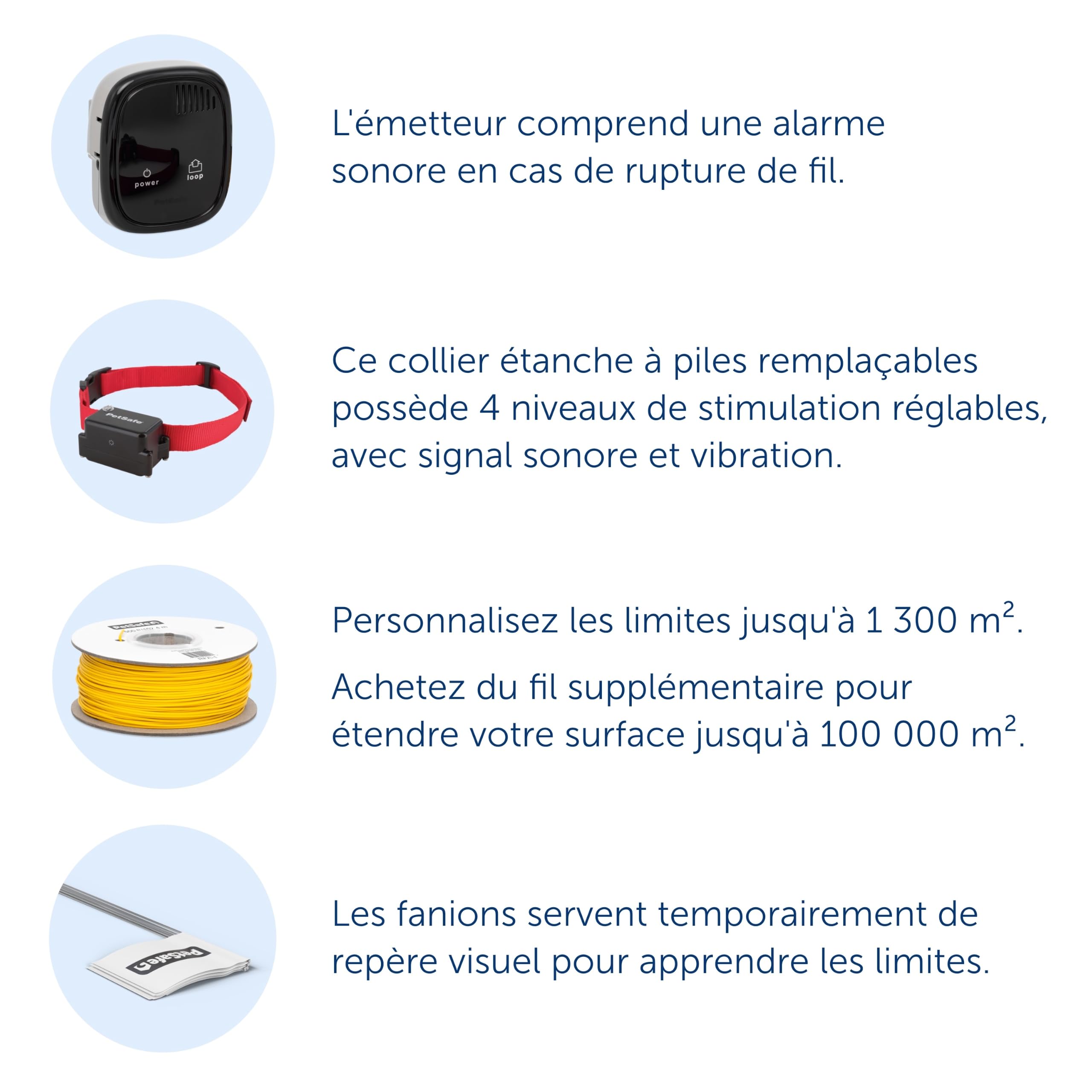 Système de clôture enterrée pour chien têtu avec collier de correction statique 5 niveaux zone de sécurité filaire extérieur