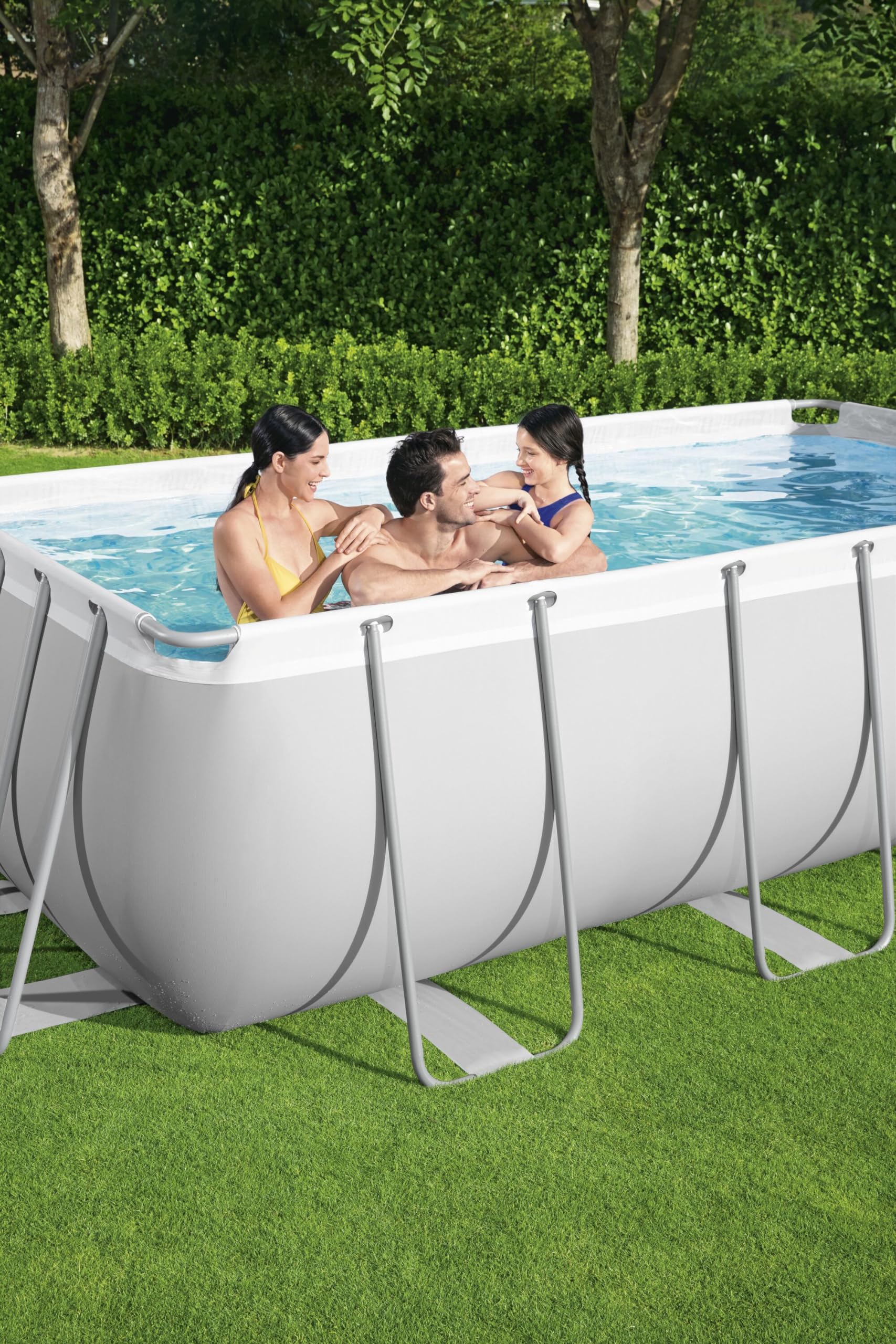 Piscine hors sol rectangulaire tubulaire Power Steel 1056441XXX21 404 x 201 x 100 cm avec pompe de filtration échelle de sécurité et distributeur
