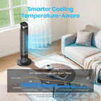 Ventilateur colonne HTF1001 91 cm silencieux 23 dB oscillation 90° 4 vitesses 4 modes minuterie 12h avec télécommande