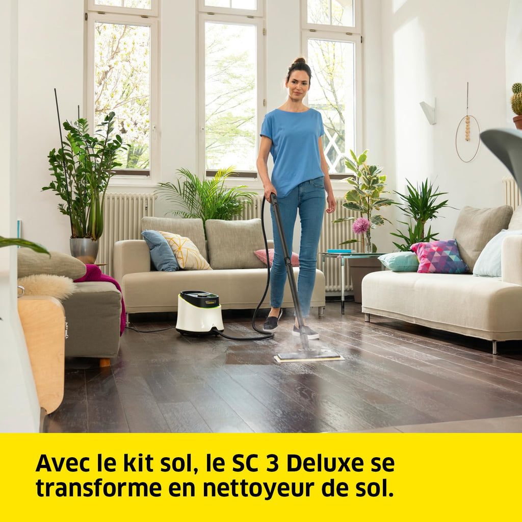 Nettoyeur vapeur SC 3 Deluxe 3,5 bar 1900 W réservoir 1 L kit de nettoyage de sol buses et brosse ronde