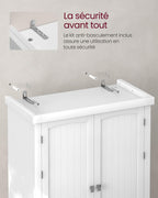 Buffet haut de cuisine BBC561W21 avec tiroir placards et étagères réglables charge maximale 27 kg 76 x 182,1 cm blanc