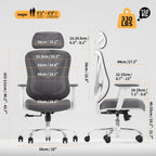Chaise de bureau ergonomique Vchair-GR avec support lombaire réglable accoudoirs 3D appui-tête réglable dossier en maille pivotante blanc