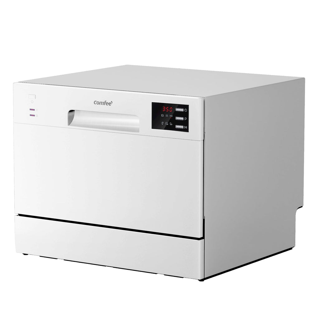 Lave-vaisselle compact pose libre 6 couverts 6 programmes avec écran LED 6,5 L démarrage différé 47 dB blanc