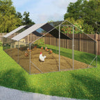 Enclos poulailler 24 m² parc grillagé 8x3x2 m en acier avec bâche de toit porte à loquet pour volailles et petits animaux