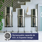 Système de filtration d’eau par gravité Earth WEEP850 en acier inoxydable AISI 304 8,5 L avec 2 éléments filtrants O’Pure 2