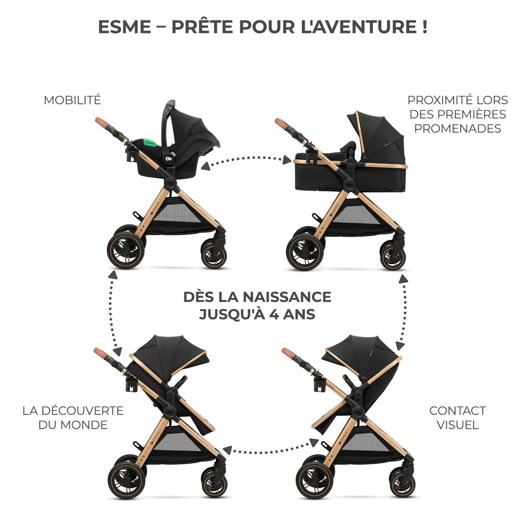 Poussette bébé 3 en 1 ESME avec siège auto Mink Pro i-Size nacelle pliable nouveau-né jusqu'à 25 kg