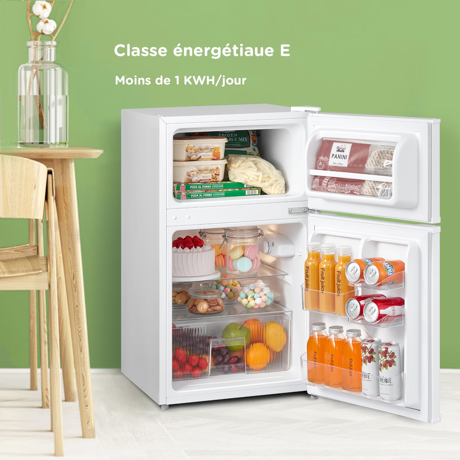Réfrigérateur congélateur sous plan RCT87WH2(E) 87L 2 portes thermostat réglable étagères amovibles porte réversible blanc