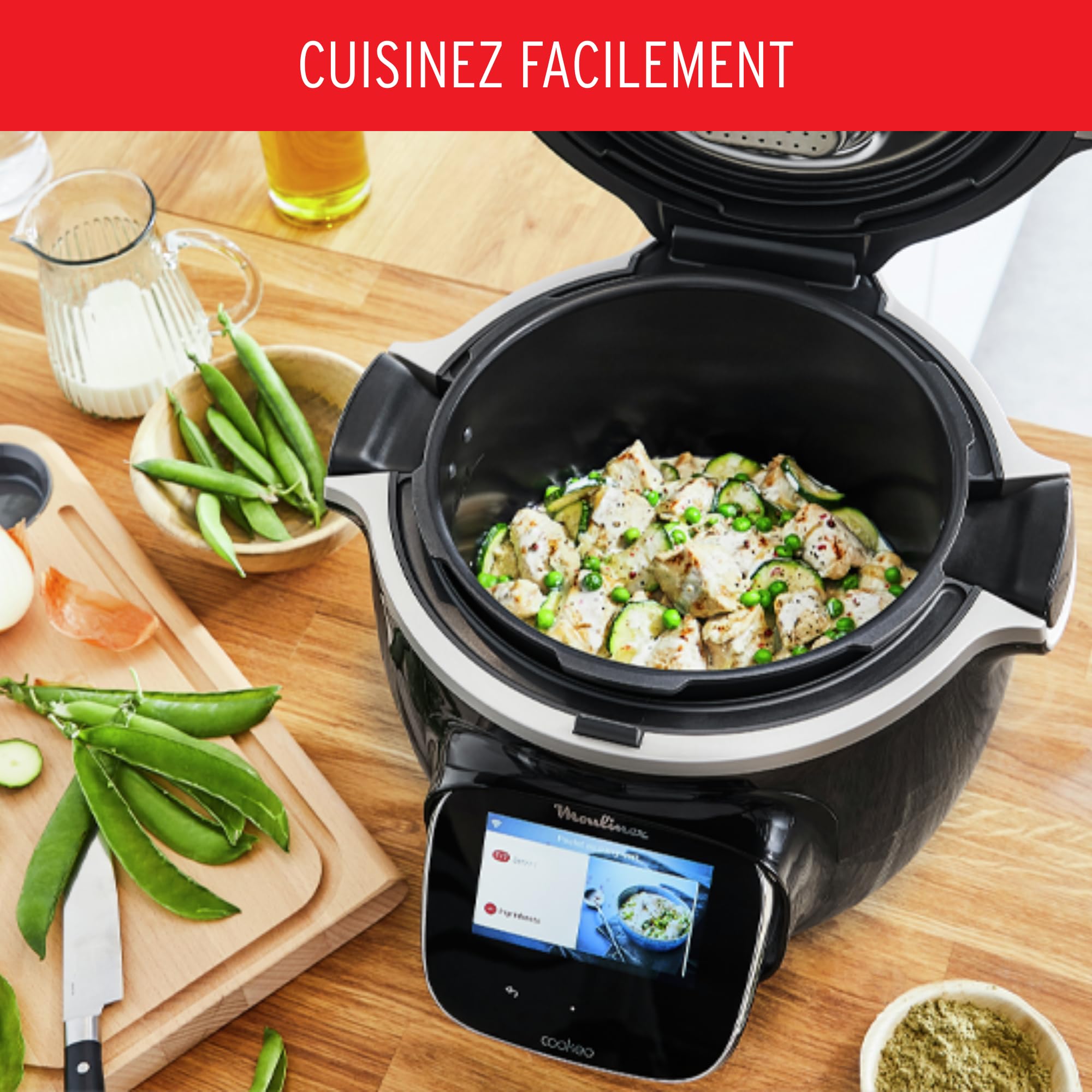 Multicuiseur intelligent Cookeo Touch Wifi CE902800 1600 W avec cuve 6 L écran tactile et 250 recettes intégrées