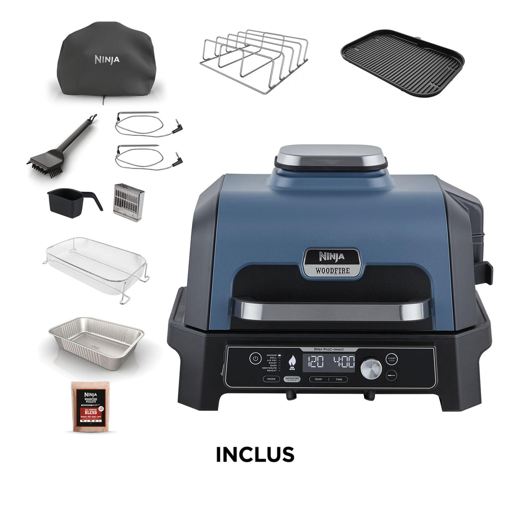 Barbecue électrique et fumoir Woodfire Pro Connect XL OG901EUAMZ 7 fonctions avec contrôle application 2 sondes grille housse et accessoires