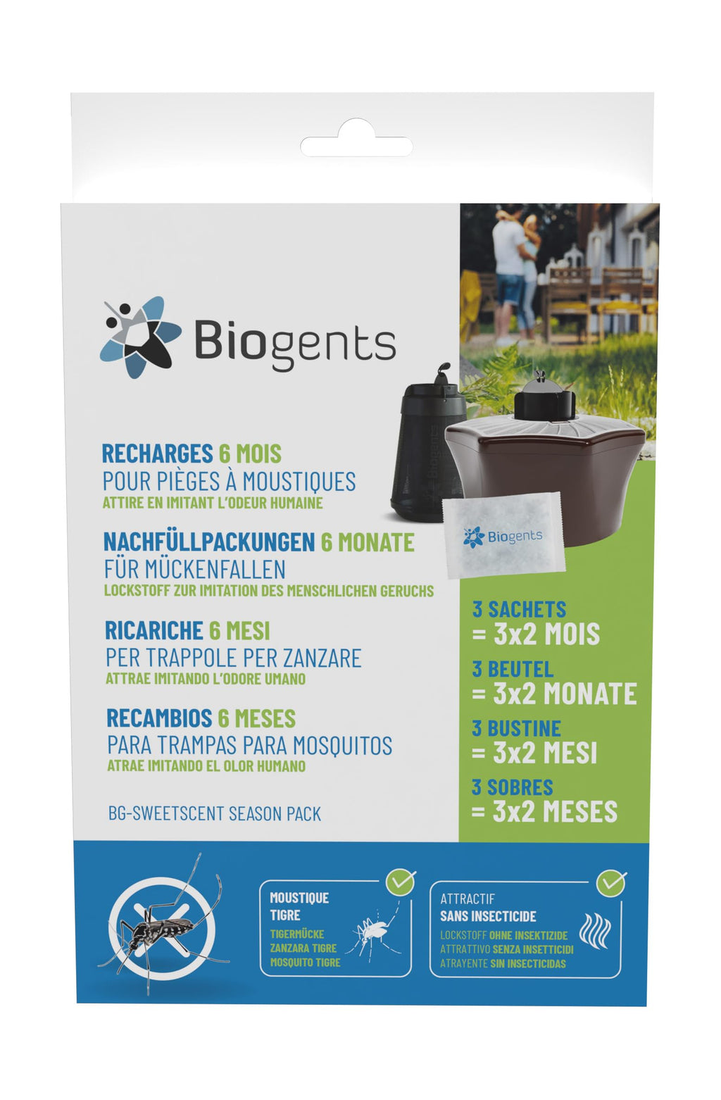 Piège anti moustiques extérieur 13101 avec recharge 6 mois attractif BG-Sweetscent et alimentation secteur