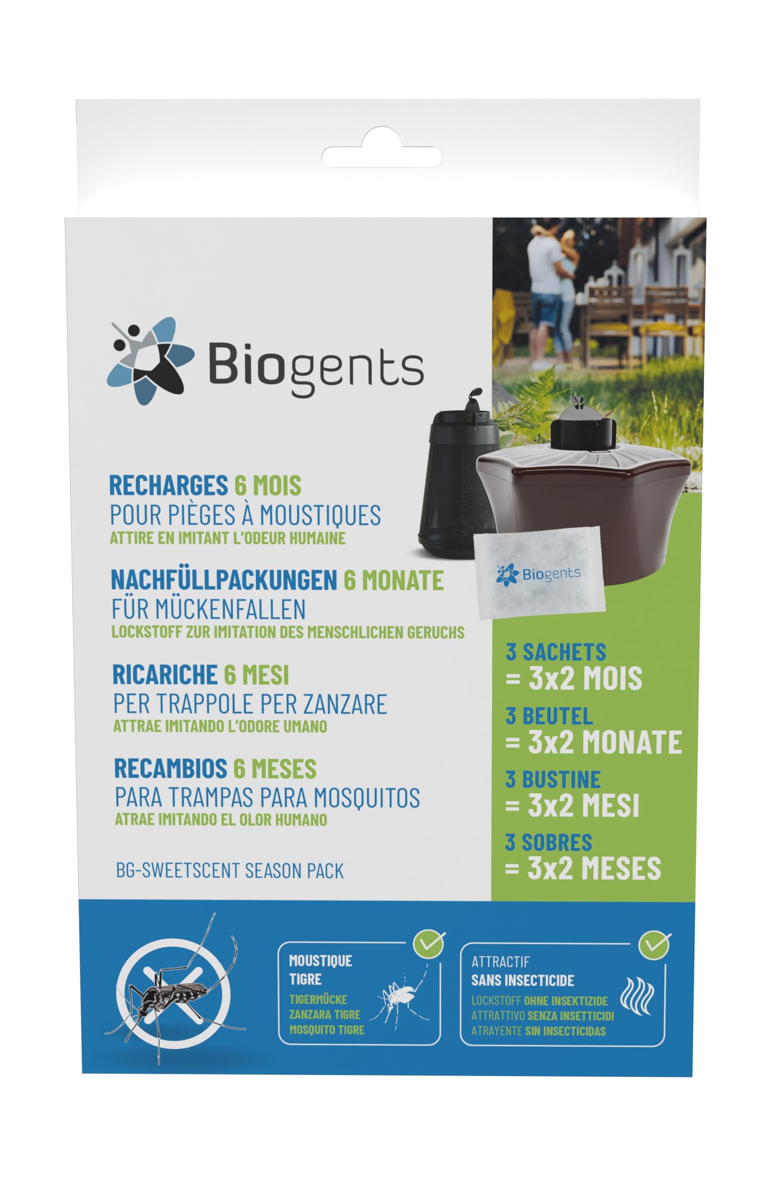 Piège anti moustiques extérieur 13101 avec recharge 6 mois attractif BG-Sweetscent et alimentation secteur