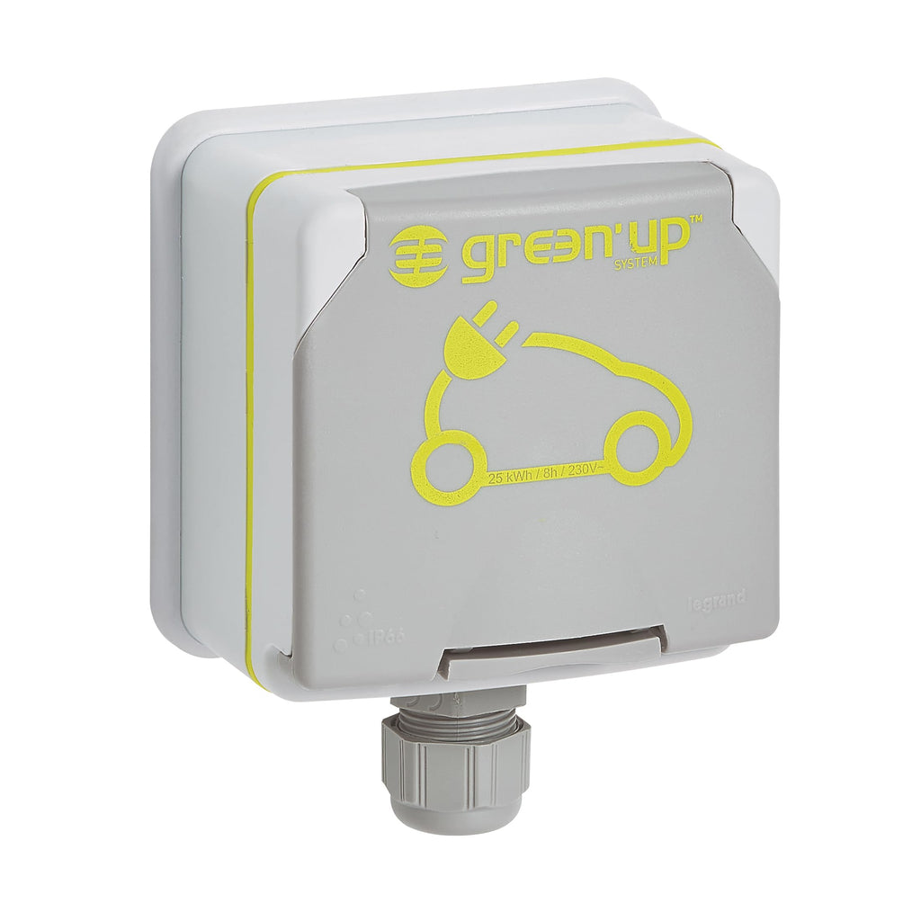 Prise de recharge véhicule électrique Green'up Access 090476 16A 230V avec patère et disjoncteur différentiel