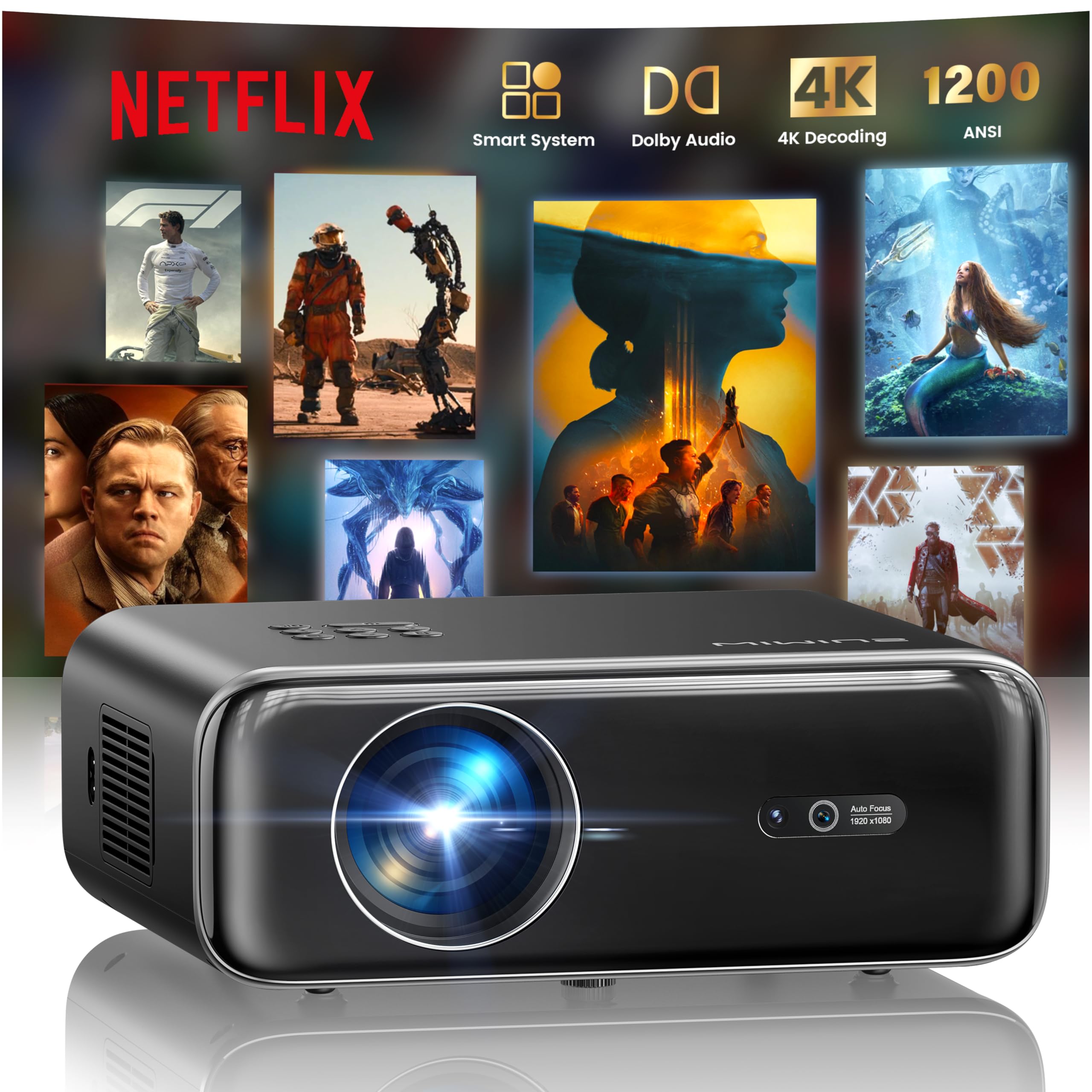 Vidéoprojecteur portable 4K P62 Pro 1500 ANSI Android WiFi 6 Bluetooth Dolby HDR10 Auto Focus Correction Keystone