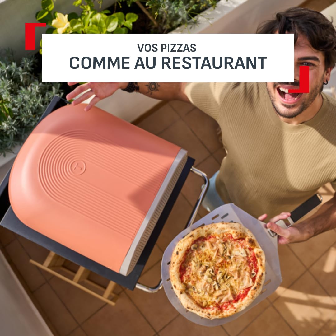 Four à pizza électrique JM600TE0 2600W extérieur pierre rotative automatique pizza 30 cm température jusqu'à 400°C avec pelle