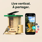 Mangeoire oiseaux avec caméra solaire Birdfy bois 1080p IA identification 6000 espèces batterie 5200mAh